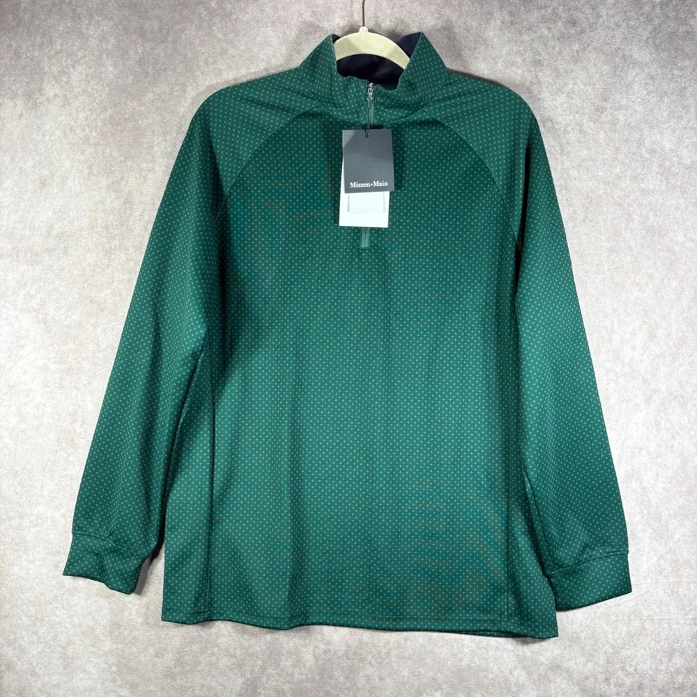 Mizzen+Main Pullover Men Green Versa Quarter Zip Golf Performance Stretch NEW
